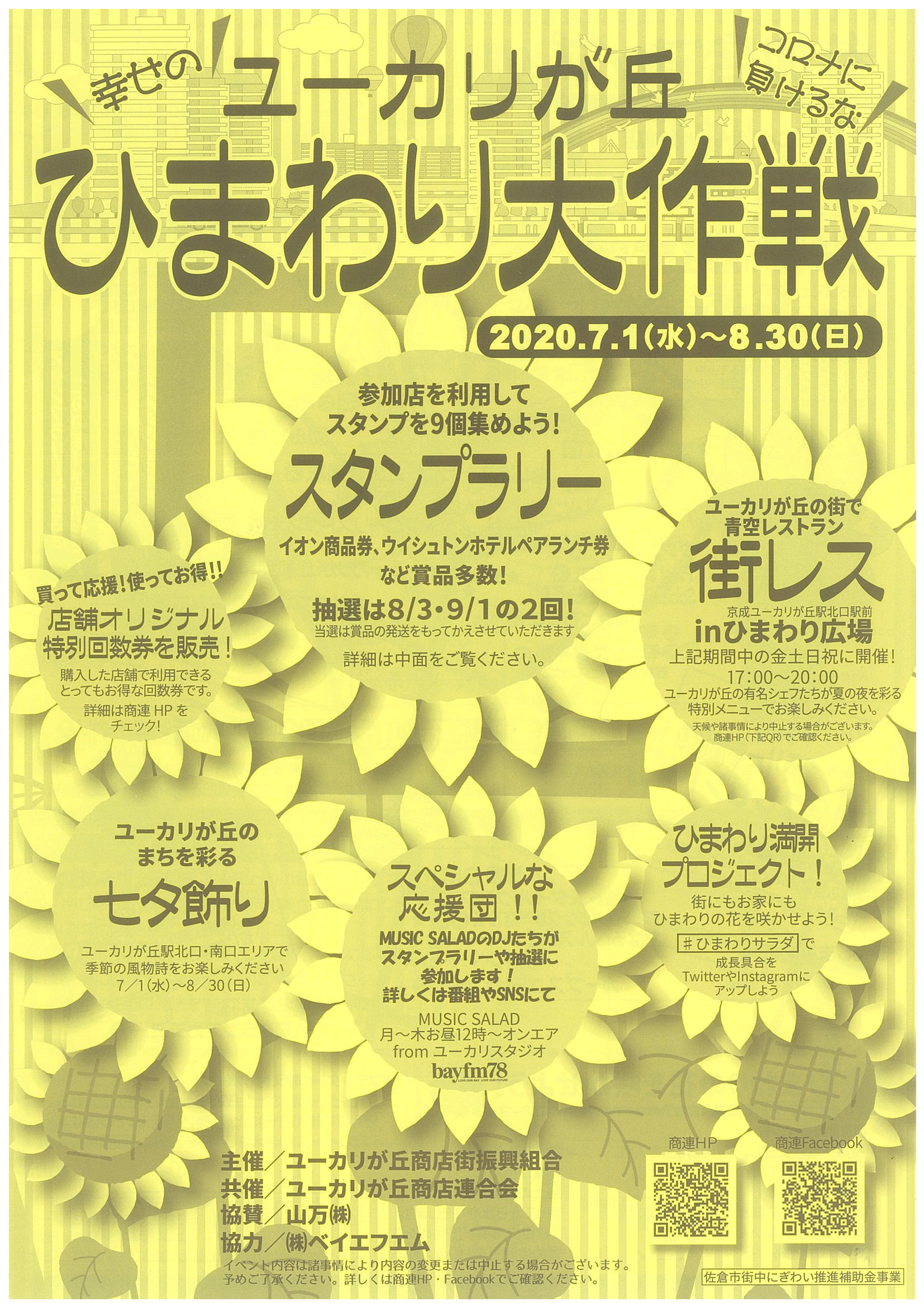 コロナに負けるなユーカリが丘 幸せのひまわり大作戦スタンプラリー企画第一回抽選完了!!!